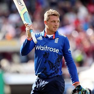 Jos Buttler leaps for joy after crashing a 46-ball hundred in Dubai