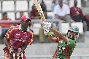 Shakib-al-Hasan hit a six during 65-runs innings.